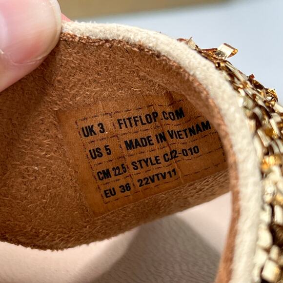 Fitflop Lulu Shimmerfoil Platform Toe-Thongs Sandal Gold Women 5 NWB - Picture 10 of 11